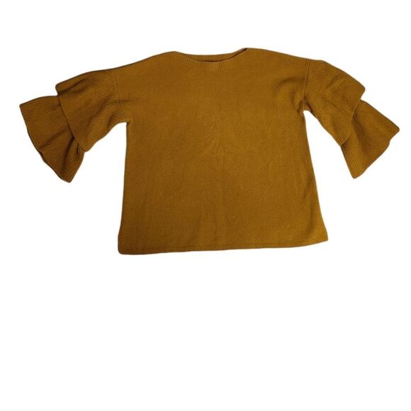 MADEWELL rust tier ruffle sleeve pullover sweater in coziest yarn M - Picture 3 of 12